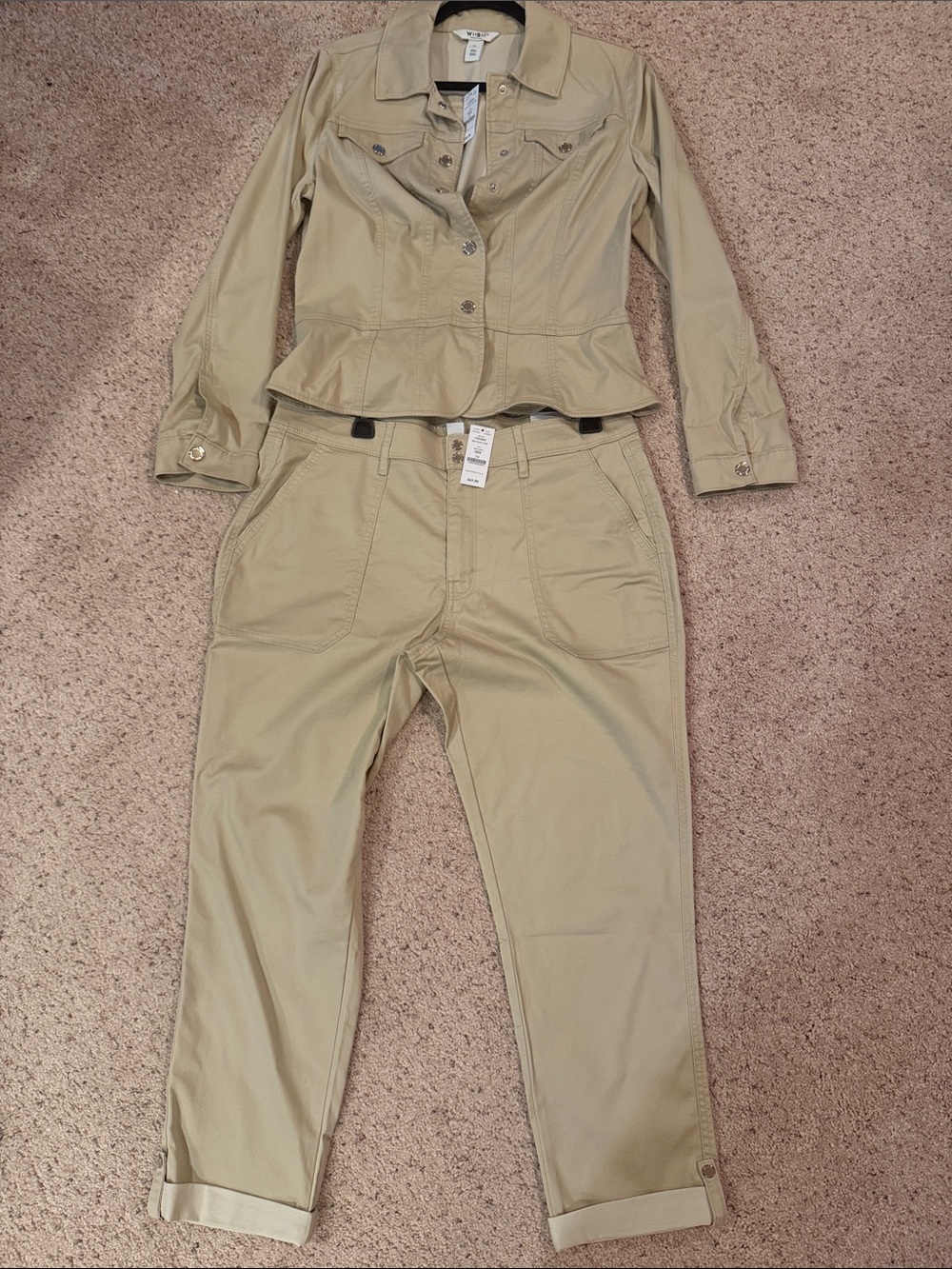 White House Black Market Beige Cotton Jean Jacket